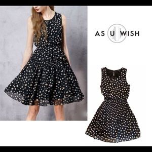 Black Peter Pan collar Tree print Dress